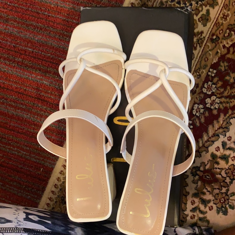 Lulus white block heeled sandals- only worn twice